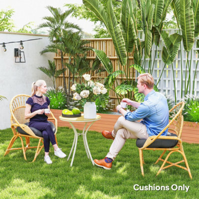 NewHome 67-Inch Tufted Outdoor Lounge Chair Cushion – Thick Padded Rocking Chair Seat Pad With Ties (Soft Polyester, Washable)