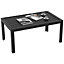 Outsunny Outdoor Side Table Garden Table with Steel Frame and Slat Top Black