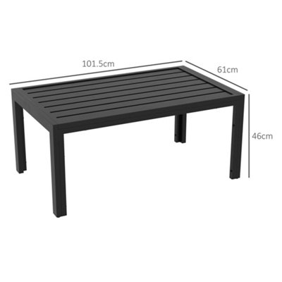 Outsunny Outdoor Side Table Garden Table with Steel Frame and Slat Top Black - 3