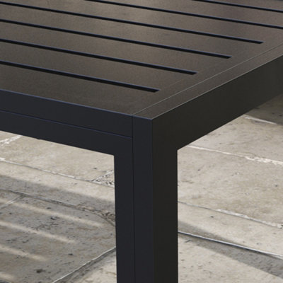 Outsunny Outdoor Side Table Garden Table with Steel Frame and Slat Top Black - 8