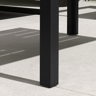 Outsunny Outdoor Side Table Garden Table with Steel Frame and Slat Top Black - 9