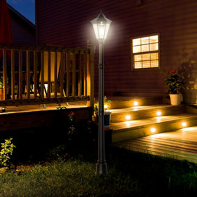 Outsunny Outdoor Solar Powered Lantern Lamp Garden Post Light Black