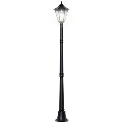 Outsunny Outdoor Solar Powered Lantern Lamp Garden Post Light Black