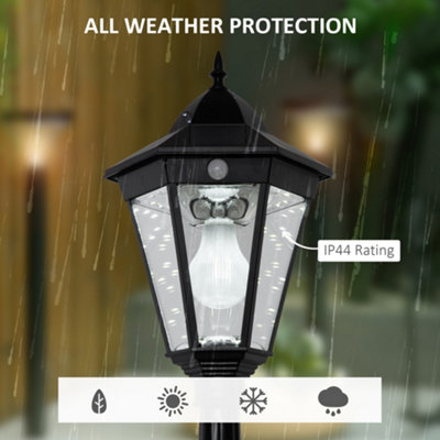 Outsunny Outdoor Solar Powered Lantern Lamp Garden Post Light Black - 6
