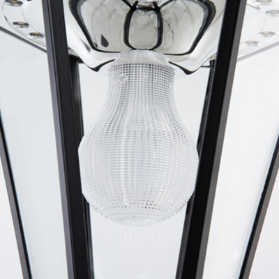 Outsunny Outdoor Solar Powered Lantern Lamp Garden Post Light Black - 8