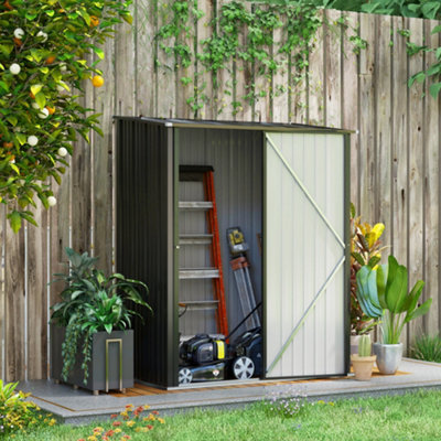 Outsunny Outdoor Storage Shed Steel Garden Shed  Lockable Door for Backyard