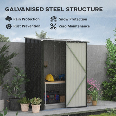 Outsunny Outdoor Storage Shed Steel Garden Shed  Lockable Door for Backyard - 4