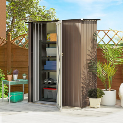 Outsunny Outdoor Storage Shed Steel Garden Shed w/ Lockable Door Brown