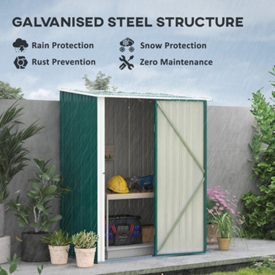 Outsunny Outdoor Storage Shed Steel Garden Shed w/ Lockable Door for Garden - 4