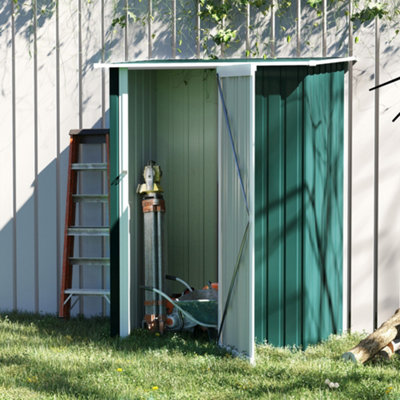 Outsunny Outdoor Storage Shed Steel Garden Shed w/ Lockable Door Green