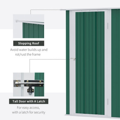 Outsunny Outdoor Storage Shed Steel Garden Shed with Lockable Door Green - 5