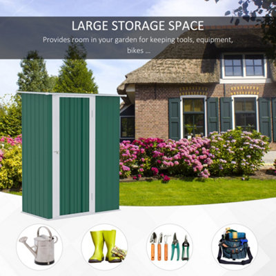 Outsunny Outdoor Storage Shed Steel Garden Shed with Lockable Door Green - 7