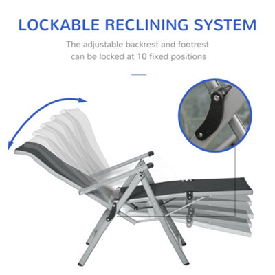 Outsunny Outdoor Sun Recliner Loungers w/ Adjustable Footrest for Patio Garden - 5
