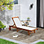Outsunny Outdoor Texteline Chaise Sun Lounger Acacia Wood Bed Recliner with Wheels
