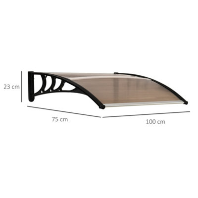 Outsunny Outdoor Window Door Canopy Fixed Awning Porch UV Water Cover Brown - 3