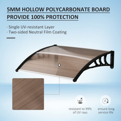 Outsunny Outdoor Window Door Canopy Fixed Awning Porch UV Water Cover Brown - 6