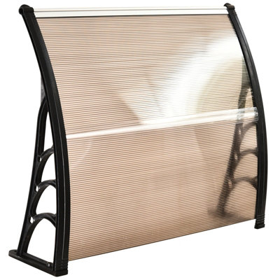 Outsunny Outdoor Window Door Canopy Fixed Awning Porch UV Water Cover Brown - 4