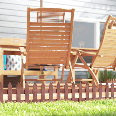 Outsunny Pack of 12 Wooden Plant Border Fence Garden Fixed Picket Fence ...