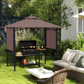 Outsunny Party BBQ Tent Outdoor Camping Patio Canopy Awing Waterproof Coffee