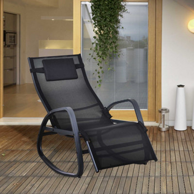 Outdoor rocking store chair with footrest