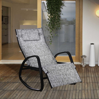 Outdoor rocking store chair with footrest