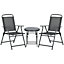 Outsunny Patio Bistro Set Folding Chairs & Coffee Table for Balcony, Dark Grey