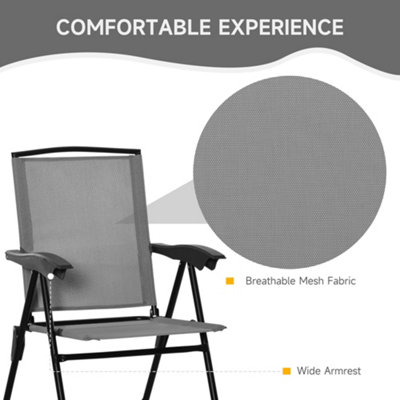 Outsunny Patio Bistro Set Folding Chairs Garden Coffee Table for Balcony Grey