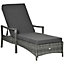 Outsunny Patio Dual Rattan Wicker Sun Lounger with 4-Level Adjustable Headrest