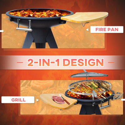 Outsunny Patio Fire Pit Barbecue Double Grill Stove Outdoor Brazier Burner BBQ - 4