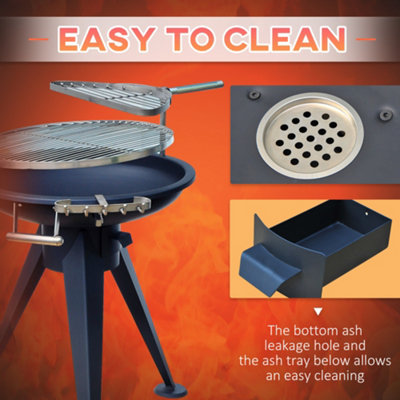Outsunny Patio Fire Pit Barbecue Double Grill Stove Outdoor Brazier Burner BBQ - 6