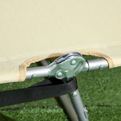 Outsunny Patio Foldable Sun Lounger 5 Level Adjustable Reclining Chair Beige - 9