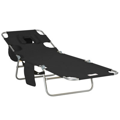 Outsunny Patio Foldable Sun Lounger 5 Level Adjustable Reclining Chair Black