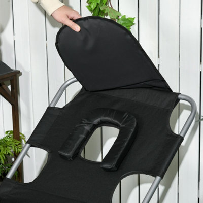 Outsunny Patio Foldable Sun Lounger 5 Level Adjustable Reclining Chair Black - 8
