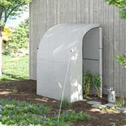 Outsunny Patio Garden Lean-to-Wall Growhouse 143cm x 118cm x 212cm Lean to greenhouse with Flap vent