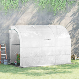 Outsunny Patio Garden Lean-to-Wall Growhouse 300cm x 150cm x 213cm Lean to greenhouse with Flap vent