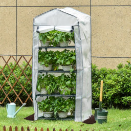 Outsunny Patio Garden mini Growhouse 70cm x 50cm x 160cm Greenhouse with Flap vent
