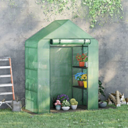 Outsunny Patio Garden Walk-in Growhouse 141cm x 72cm x 191cm Greenhouse with Flap vent