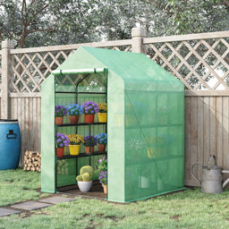 Outsunny Patio Garden Walk-in Growhouse 143cm x 138cm x 190cm Greenhouse with Flap vent