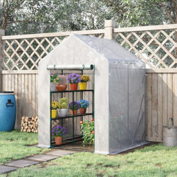 Outsunny Patio Garden Walk-in Growhouse 143cmx143cmx195cm Greenhouse with Flap vent