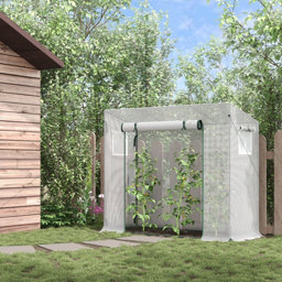 Outsunny Patio Garden Walk-in Growhouse 200cm x 73cm x 150-168cm Greenhouse with Flap vent