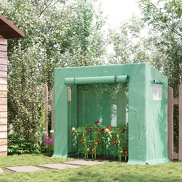 Outsunny Patio Garden Walk-in Growhouse 200cm x 76cm x 150-168cm Greenhouse with Flap vent