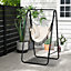 Outsunny Patio Hammock Chair w/ Stand, Hanging Chair w/ Cushion, Armrest, White