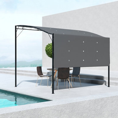 Outsunny Patio Metal Gazebo Door Window Awning Wall Mount Outdoor Shelter