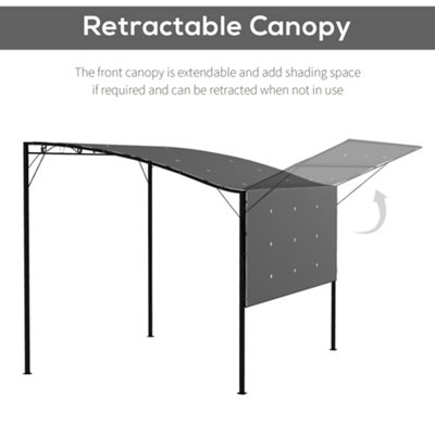 Outsunny Patio Metal Gazebo Door Window Awning Wall Mount Outdoor Shelter - 4