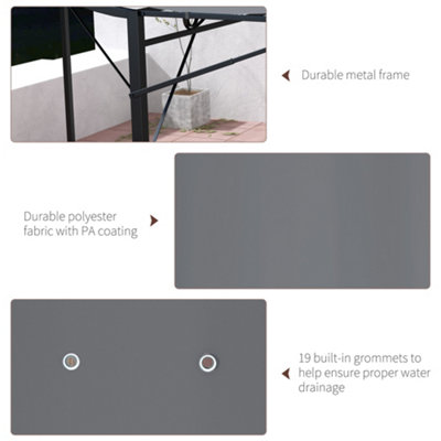 Outsunny Patio Metal Gazebo Door Window Awning Wall Mount Outdoor Shelter - 6