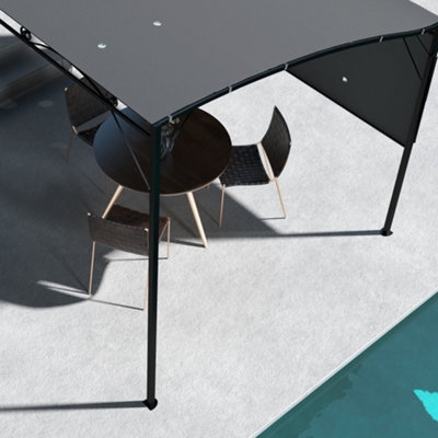 Outsunny Patio Metal Gazebo Door Window Awning Wall Mount Outdoor Shelter - 8