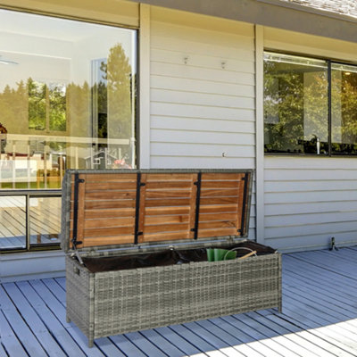 Rattan garden store storage bench