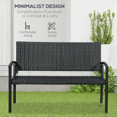 Outsunny Patio Rattan 2 Seater Garden Bench Love Seater Garden Armchair - 6