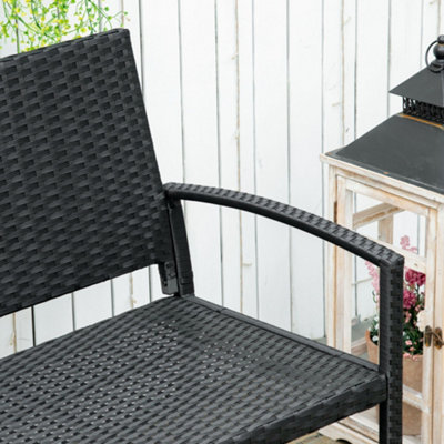 Outsunny Patio Rattan 2 Seater Garden Bench Love Seater Garden