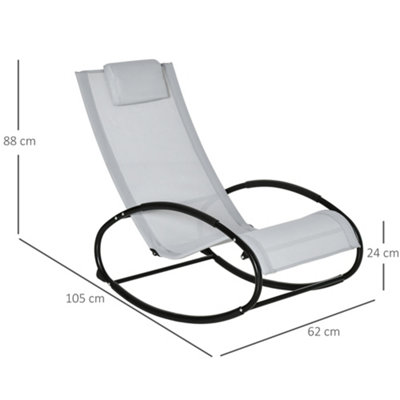 Outsunny Patio Rocking Chair Orbital Zero Gravity Seat Pool Chaise w/ Pillow - 3